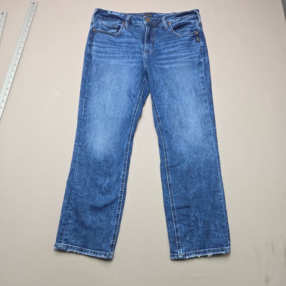 Silver Jeans Co Suki Capri Mid Rise Raw Hem Medium Wash Womens Size 12